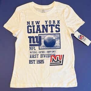 NFL Girls New York Giants White Tee with Blue Logo sz 6 10/12 14/16 NWT COTTON